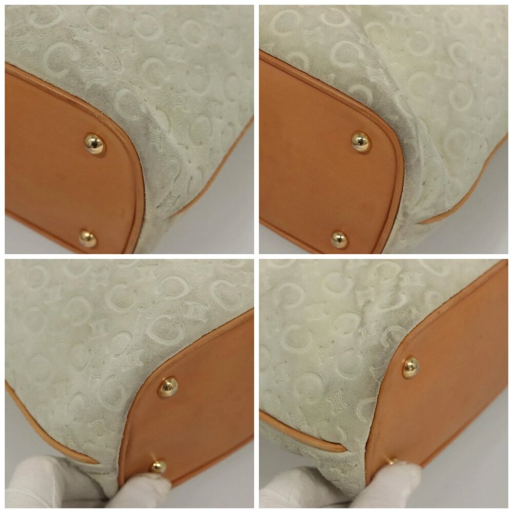 CELINE C Macadam Canvas Tote Bag Suede White Gold Auth mr1231 - Picture 16 of 16